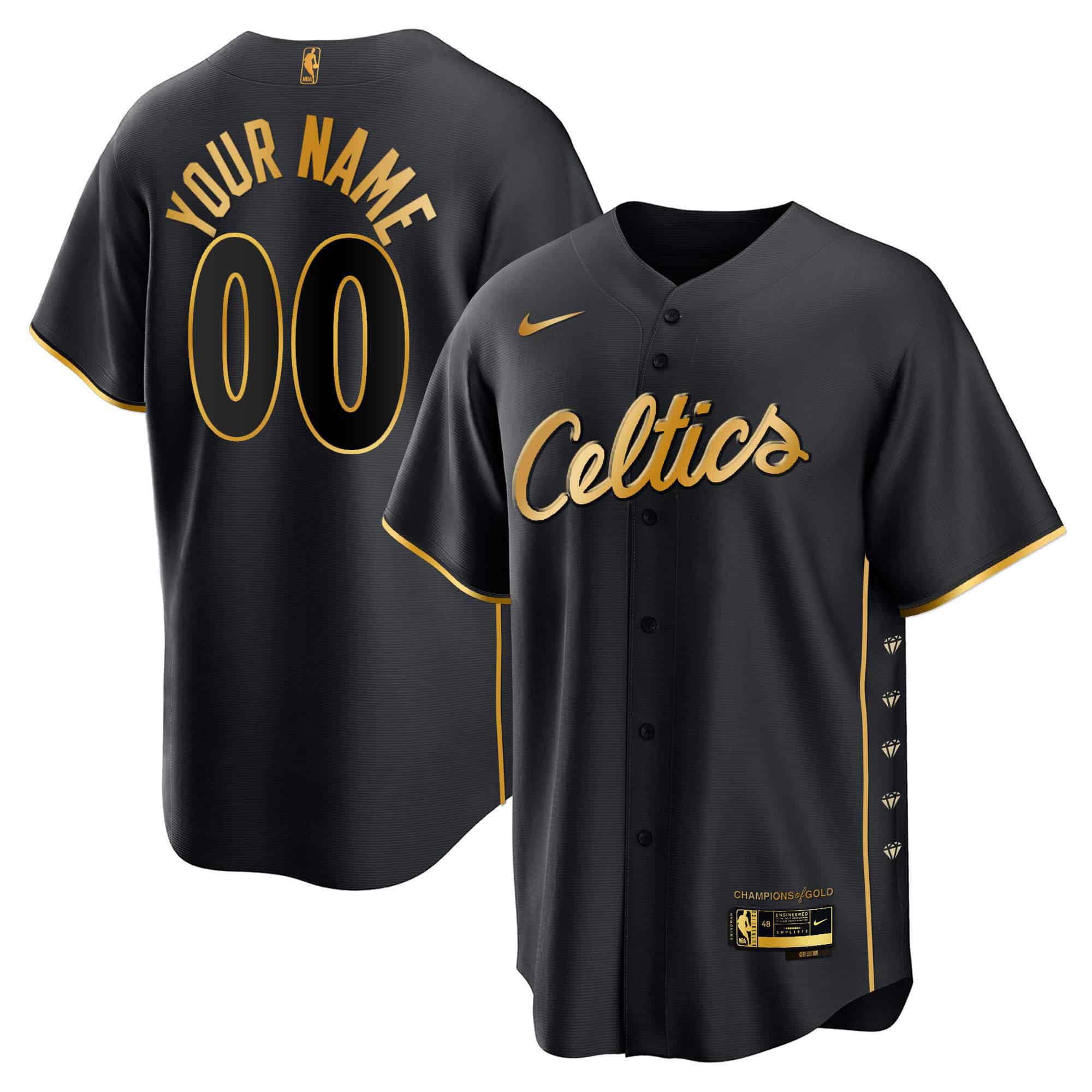 Men Boston Celtics Black 2024 Nike Baseball Custom NBA Jersey->customized nba jersey->Custom Jersey